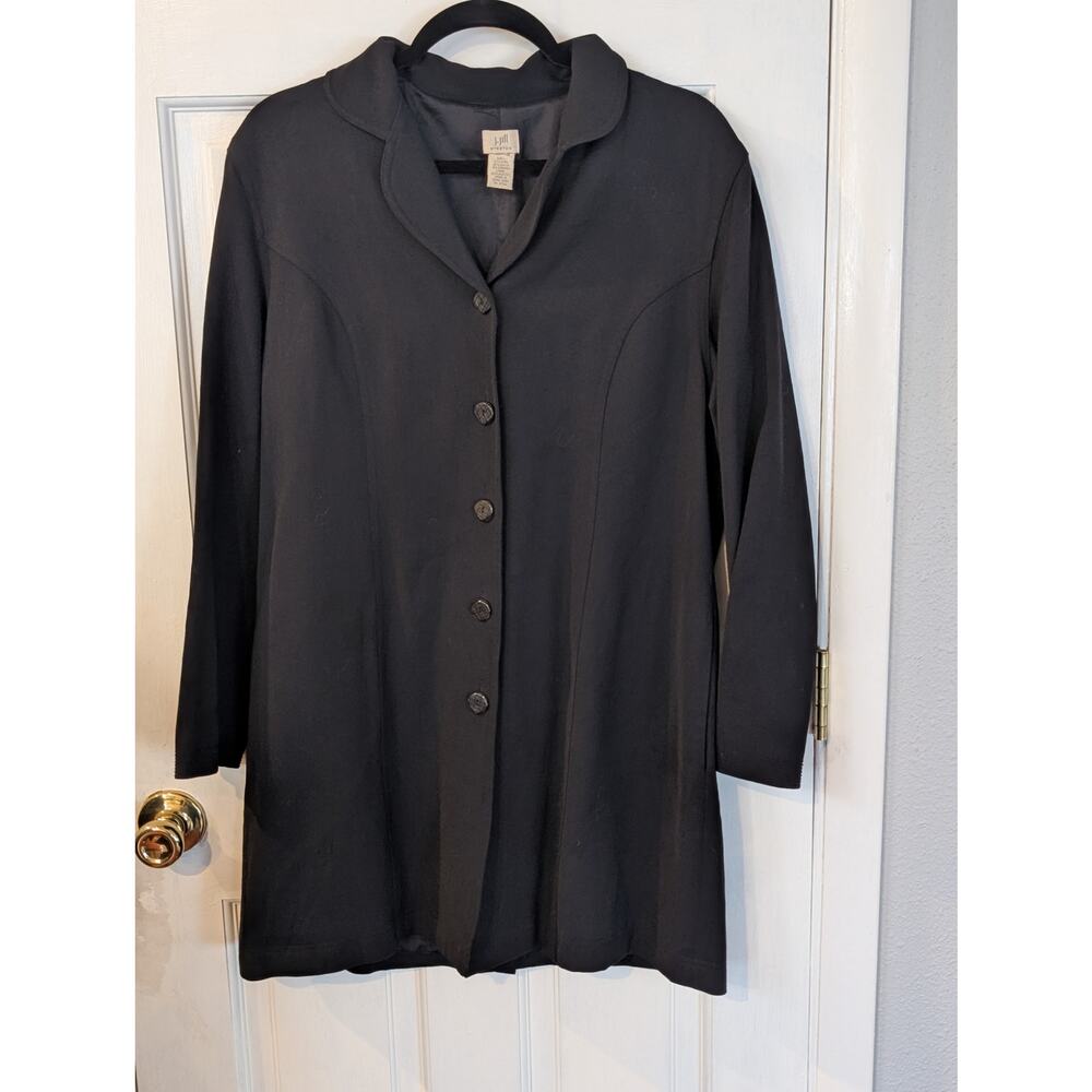 J. Jill Wool Blend Black Longline Coatigan Button Front Jacket Medium